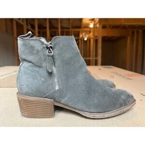 Gray suede ankle booties Double Zip Up Ankle Boots women 8
